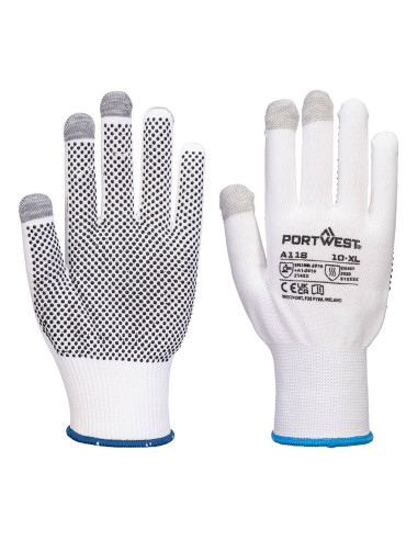 Rękawice robocze Portwest A118 Grip 13 PVC do ekranów dotykowych Biały/Szary