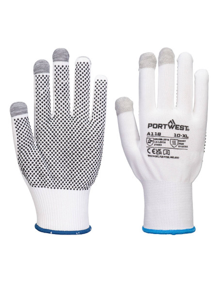 Rękawice robocze Portwest A118 Grip 13 PVC do ekranów dotykowych Biały/Szary