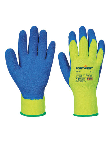 Rękawice robocze Portwest Cold Grip A145 ocieplane lateksem Żółty/Niebieski
