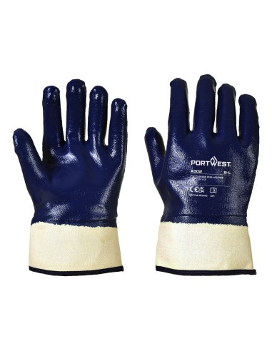 Rękawice robocze Portwest A302 nitrylowe z mankietem Canvas Granatowy