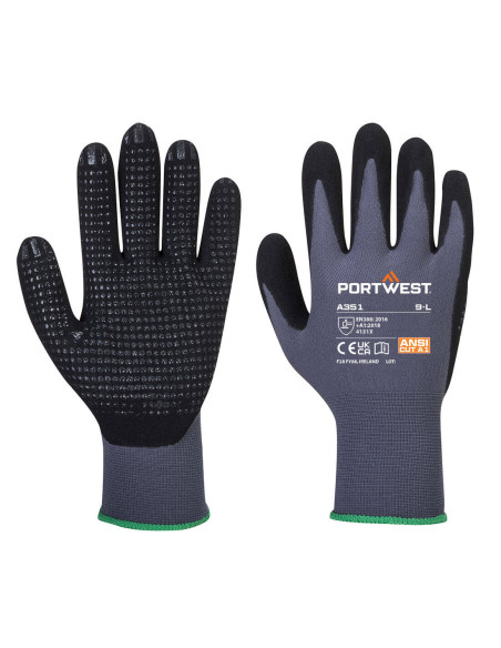 Rękawice robocze Portwest DermiFlex Plus A351 powlekane nitrylem Szary/Czarny