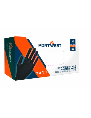 Rękawice jednorazowe nitrylowe Portwest A930 Czarny
