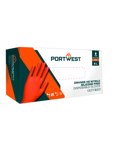 Rękawice jednorazowe nitrylowe Portwest A930 Pomarańczowy