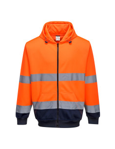 Bluza ostrzegawcza z kapturem zapinana na zamek Portwest B317 Pomarańczowy/Granatowy