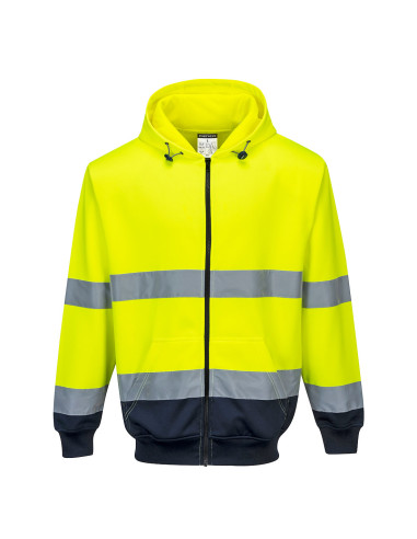 Bluza ostrzegawcza z kapturem zapinana na zamek Portwest B317 Żółty/Granatowy