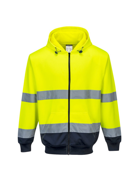 Bluza ostrzegawcza z kapturem zapinana na zamek Portwest B317 Żółty/Granatowy