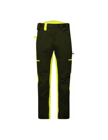 Spodnie robocze Portwest WX2 CD881 Eco Stretch z wentylacją Czarny/Żółty