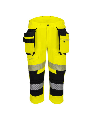 Spodnie ostrzegawcze 3/4 DX4 Portwest stretch z kieszeniami Żółty/Czarny