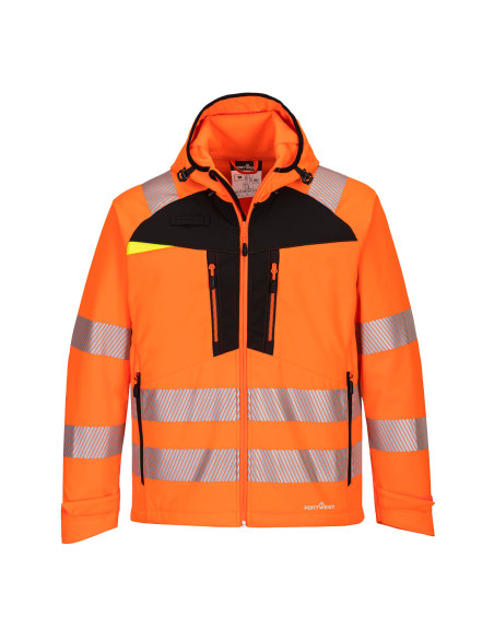 Softshell ostrzegawczy Portwest DX475 DX4 odzież robocza hi vis Pomarańczowy/Czarny