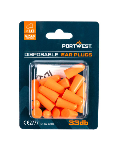 Zatyczki do uszu z pianki PU Portwest EP14 ochrona słuchu 200 par Pomarańczowy