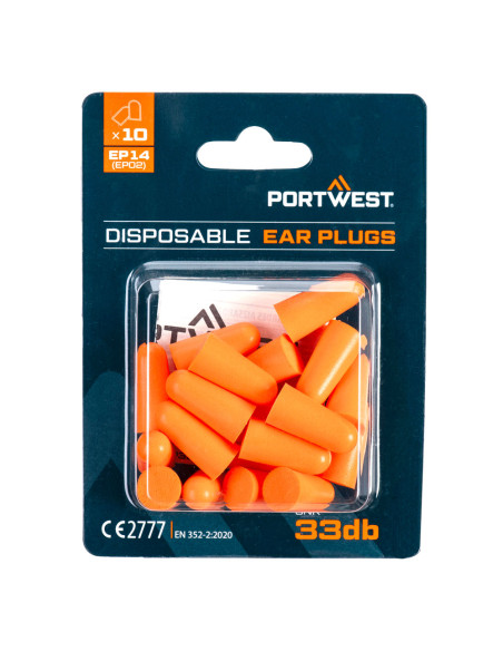 Zatyczki do uszu z pianki PU Portwest EP14 ochrona słuchu 200 par Pomarańczowy