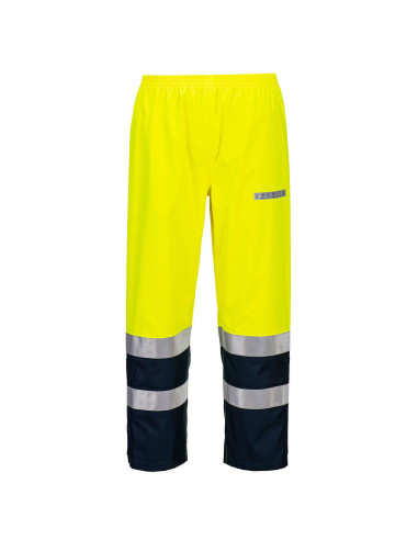 Spodnie trudnopalne Portwest FR410 Bizflame Rain+ Hi-Vis Light Arc Żółty/Granatowy