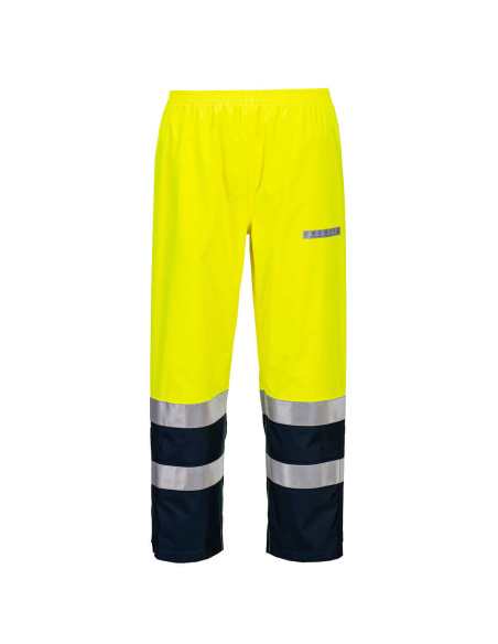 Spodnie trudnopalne Portwest FR410 Bizflame Rain+ Hi-Vis Light Arc Żółty/Granatowy