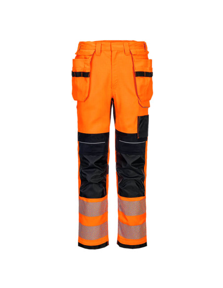 Spodnie trudnopalne Portwest FR415 Modaflame PW3 z kieszeniami kaburowymi Pomarańczowy/Czarny