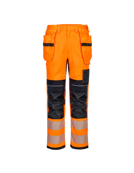 Spodnie trudnopalne Portwest FR415 Modaflame PW3 z kieszeniami kaburowymi Pomarańczowy/Granatowy