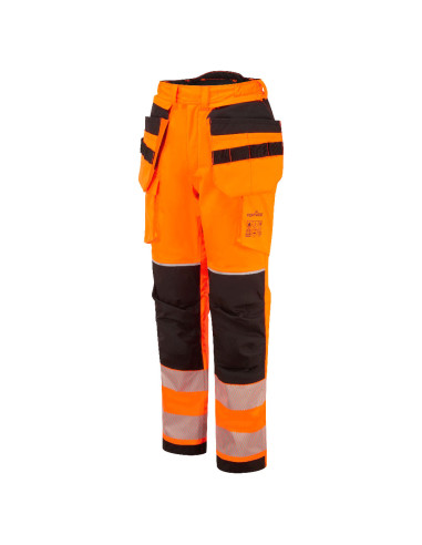 Zimowe spodnie trudnopalne ostrzegawcze Portwest FR427 Modaflame Rain PW3 z kieszeniami kaburowymi | ToSafe