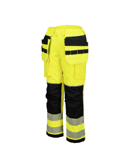 Zimowe spodnie trudnopalne ostrzegawcze Portwest FR427 Modaflame Rain PW3 z kieszeniami kaburowymi | ToSafe