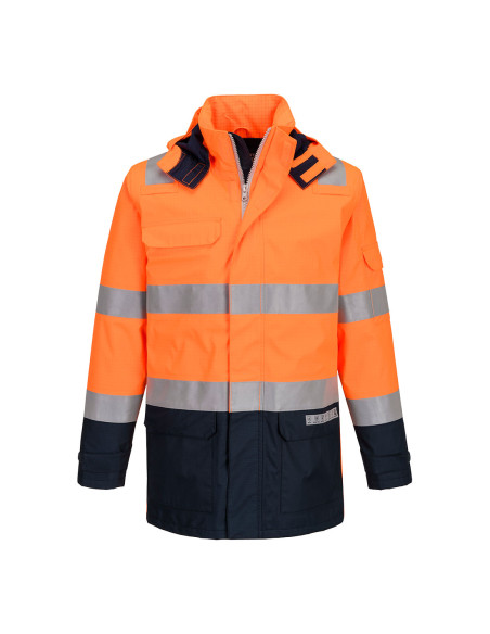 Kurtka trudnopalna Portwest FR605 Bizflame Rain Light Arc Pomarańczowy/Granatowy