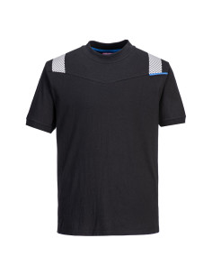 T-shirt trudnopalny Portwest WX3 Modaflame FR712 z taśmą ostrzegawczą Czarny