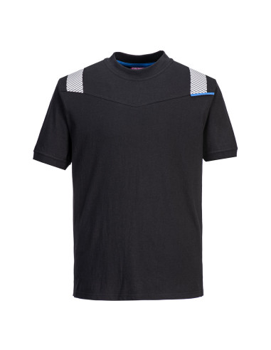 T-shirt trudnopalny Portwest WX3 Modaflame FR712 z taśmą ostrzegawczą Czarny