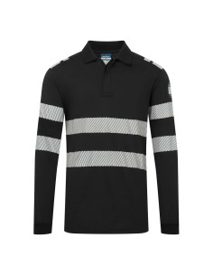 Koszulka polo trudnopalna Portwest PW3 Modaflame Knit FR733 z długim rękawem Czarny