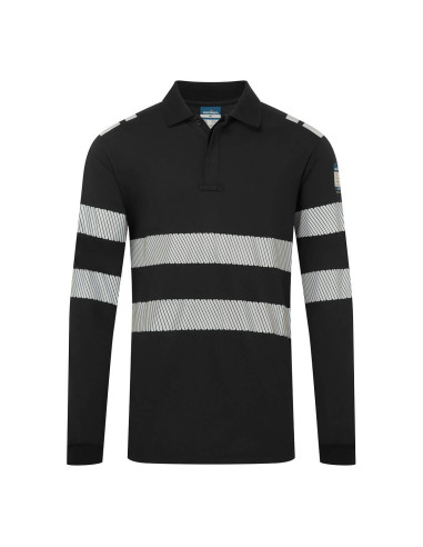 Koszulka polo trudnopalna Portwest PW3 Modaflame Knit FR733 z długim rękawem Czarny