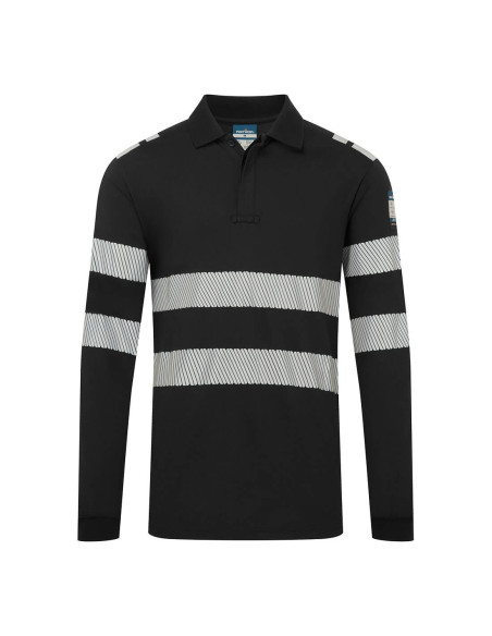 Koszulka polo trudnopalna Portwest PW3 Modaflame Knit FR733 z długim rękawem Czarny