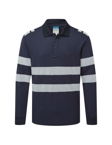 Koszulka polo trudnopalna Portwest PW3 Modaflame Knit FR733 z długim rękawem Granatowy