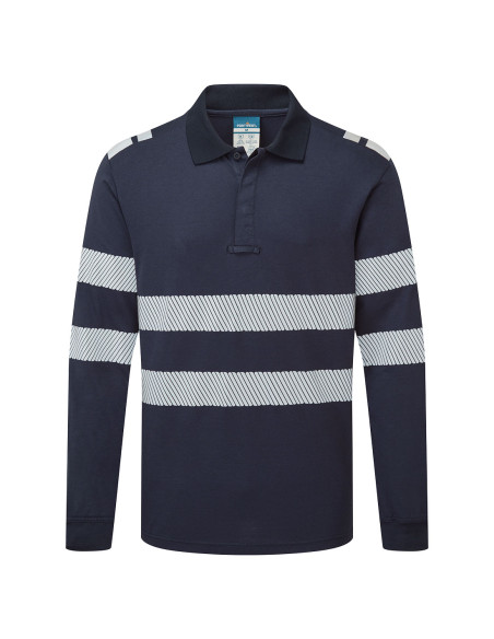 Koszulka polo trudnopalna Portwest PW3 Modaflame Knit FR733 z długim rękawem Granatowy