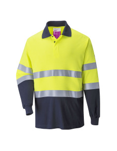 Koszulka polo trudnopalna Portwest Modaflame FR74 z długim rękawem Żółty/Granatowy