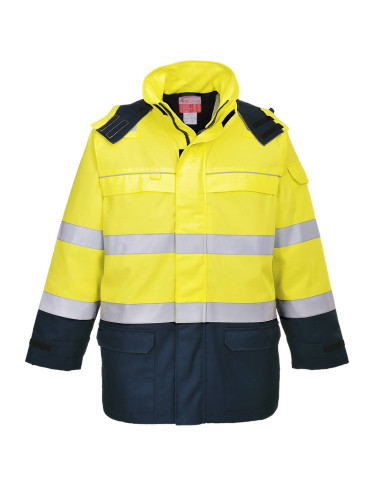 Kurtka ostrzegawcza trudnopalna Portwest FR79 Bizflame Rain+ Arc Żółty/Granatowy