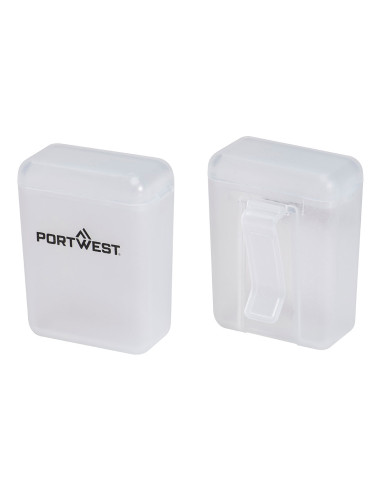 Pudełko na zatyczki do uszu Portwest PA09 z klipsem Biały