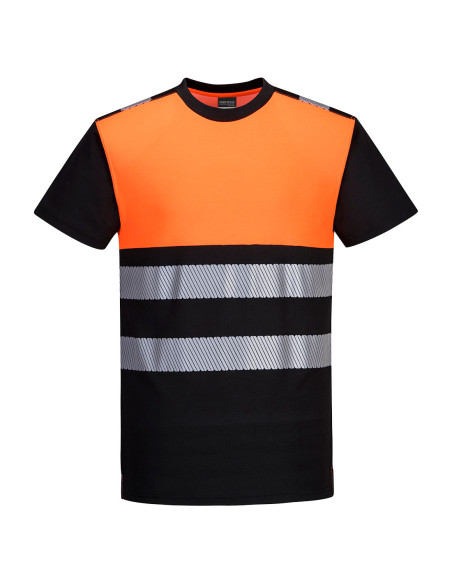 T-shirt ostrzegawczy Portwest PW311 Czarny/Pomarańczowy