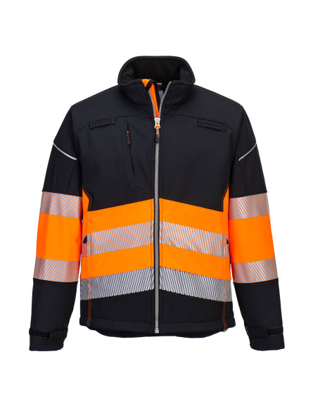 Kurtka ostrzegawcza softshell Portwest PW3 hi-vis Czarny/Pomarańczowy