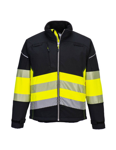 Kurtka ostrzegawcza softshell Portwest PW3 hi-vis Czarny/Żółty
