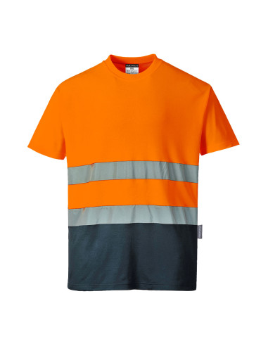T-shirt ostrzegawczy Portwest S173 Pomarańczowy/Granatowy
