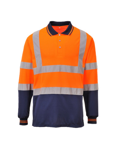 Dwukolorowa koszulka polo ostrzegawcza z długim rękawem Micro Mesh Bird Eye S279 | ToSafe