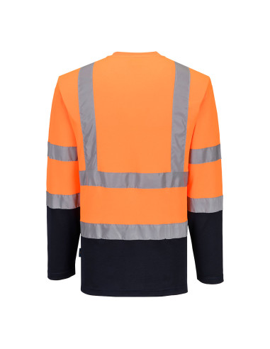 Dwukolorowy t-shirt ostrzegawczy z długim rękawem Cotton Comfort Portwest S280 | ToSafe