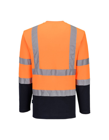 Dwukolorowy t-shirt ostrzegawczy z długim rękawem Cotton Comfort Portwest S280 | ToSafe