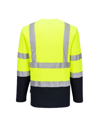 Dwukolorowy t-shirt ostrzegawczy z długim rękawem Cotton Comfort Portwest S280 | ToSafe
