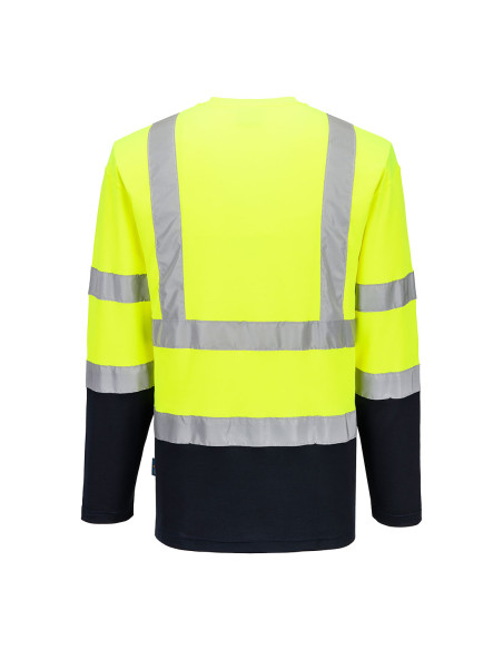 Dwukolorowy t-shirt ostrzegawczy z długim rękawem Cotton Comfort Portwest S280 | ToSafe