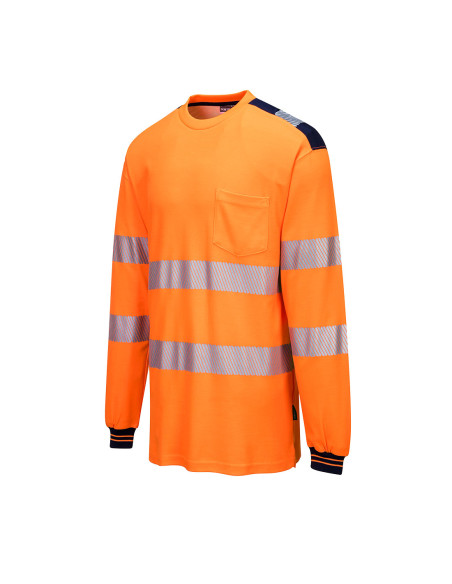 Portwest PW3 t-shirt ostrzegawczy długi rękaw HiVisTex Pro Cotton Comfort T185 | ToSafe