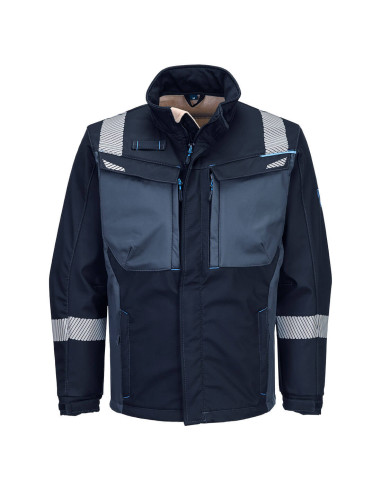 Kurtka softshell trudnopalna spawalnicza antystatyczna chroniąca przed łukiem elektrycznym WX3 Portwest FR704 Czarny Granatowy
